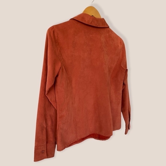 NORTHERN Reflections Burnt Orange Suede-Like Button Down Shirt - Picture 6 of 8